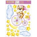 Наклейка оформительская "Мишка (девочка) на велосипеде"