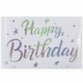 Наклейка Happy Birthday (лазерные точки) Жемчужный перелив, Голография