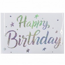 Наклейка Happy Birthday (лазерные точки) Жемчужный перелив, Голография