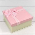 Коробка Квадрат 720616/26 с полосатым бантиком розовый