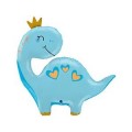 Шар фольга Г Фигура Динозаврик голубой в короне