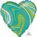 Шар фольга А18 Сердце Мрамор Blue Green