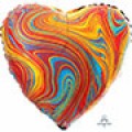 Шар фольга А18 Сердце Мрамор Colorful