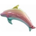 Шар фольга К17 Мини Фигура Дельфин радужный градиент