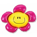 Шар фольга И14 Мини фигура Цветок фуксия солнечная улыбка 