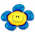 Шар фольга И14 Мини фигура Цветок синий солнечная улыбка 