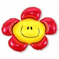 Шар фольга И14 Мини фигура Цветок красный солнечная улыбка 