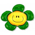 Шар фольга И14 Мини фигура Цветок зеленый солнечная улыбка 