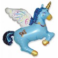 Шар фольга И14 Мини фигура Волшебный единорог голубой