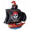Шар фольга И14 Мини фигура Пиратский корабль черный