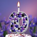 Свеча-цифра "10" пузырьки серебро