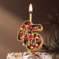 Свеча-цифра "45" пузырьки золото