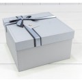 Коробка Квадрат с бантом Серый